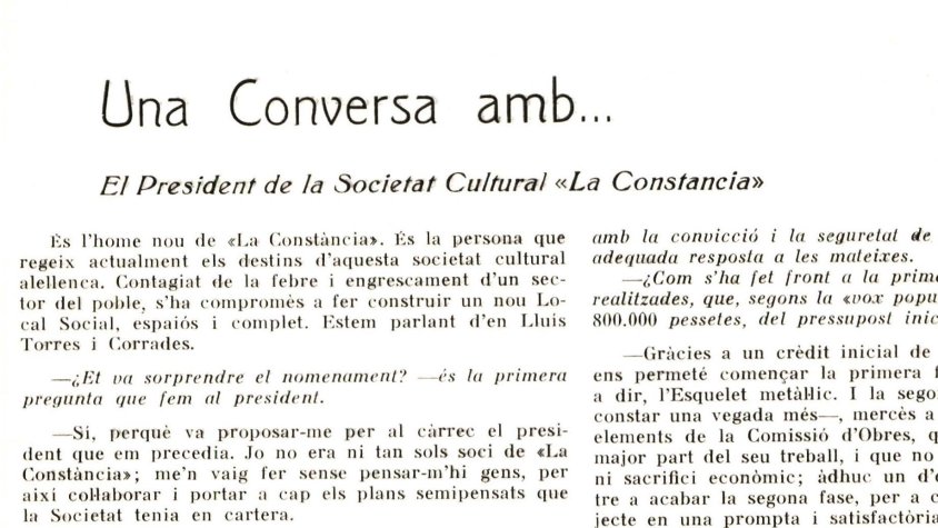 Intervius 08: Lluís Torres i Corrades, president de la Societat Cultural i Recreativa La Constància