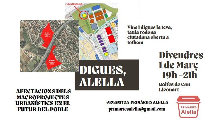 Primàries Alella organitza una consulta sobre urbanisme