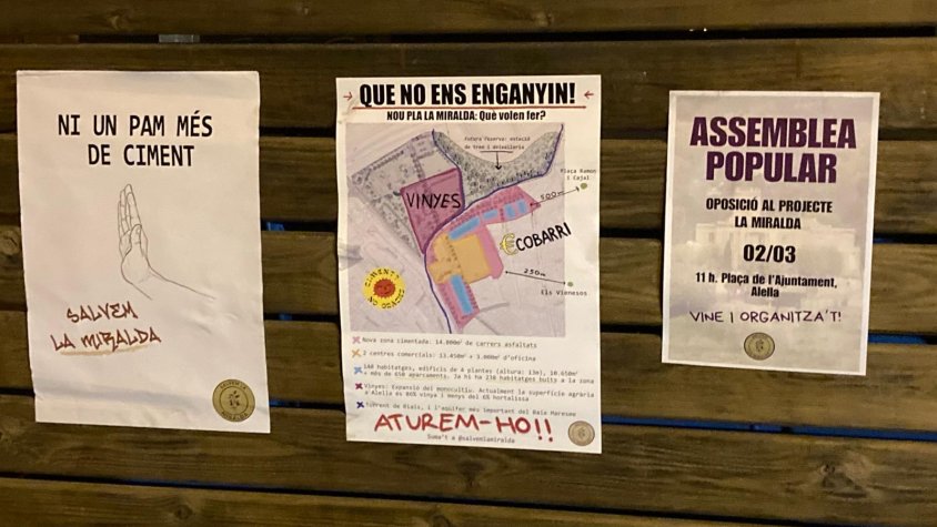 El col·lectiu Salvem la Miralda encartella Alella i El Masnou