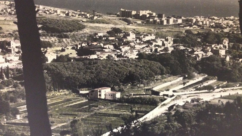Imatge de Can Peixet on s'aprecien els horts de Cal Doctor i les Quatre Torres encara sense urbanitzar